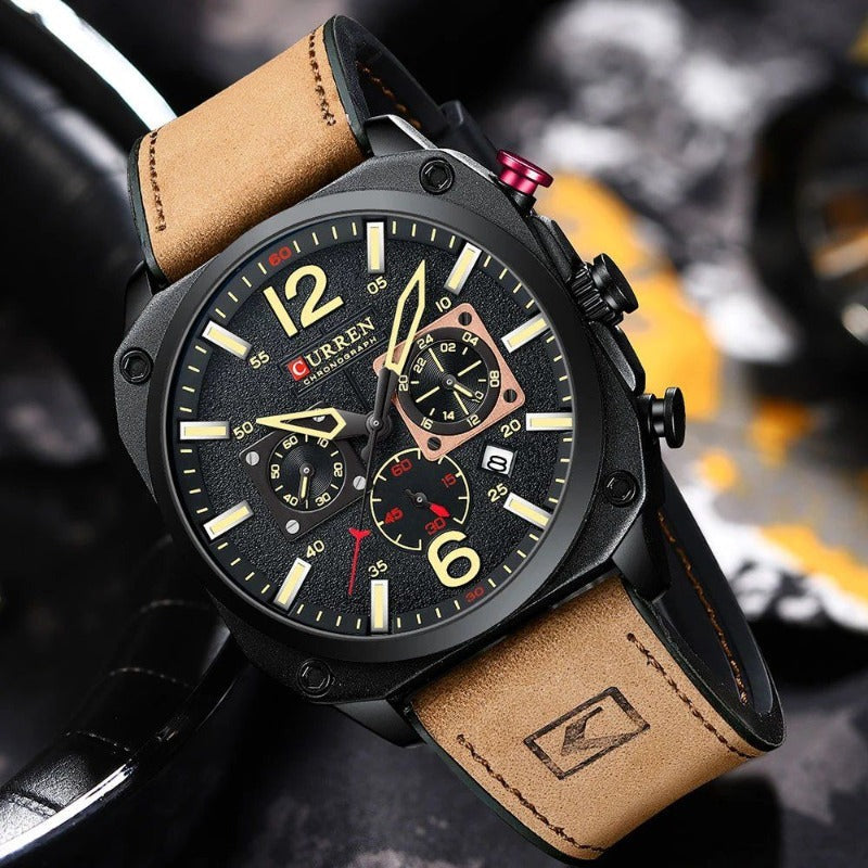 Business leather quartz wristwatch