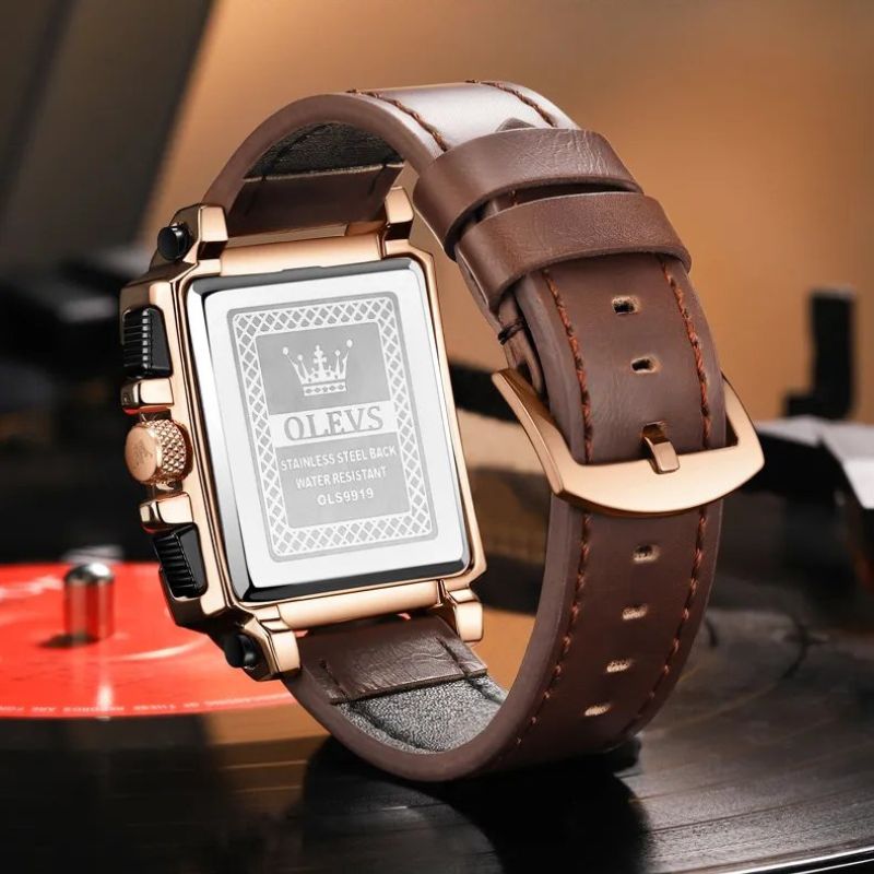 Fashion square dial chronograph watch