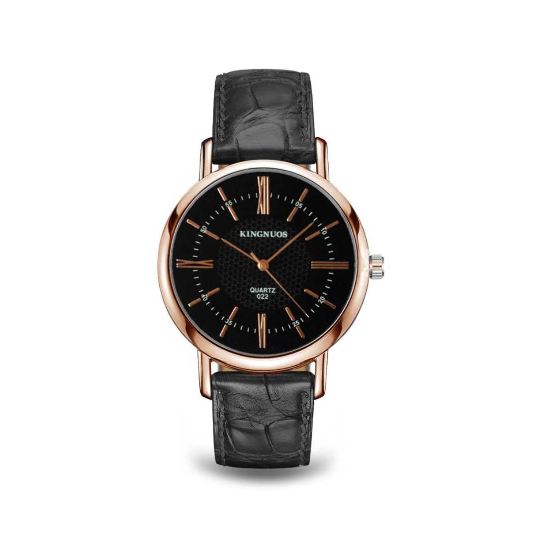 Leather strap quartz watch