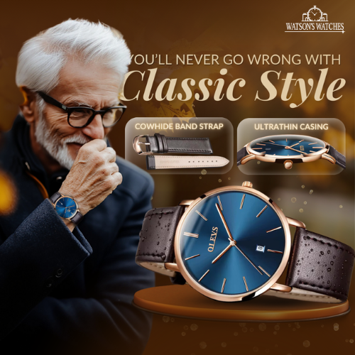 Leather Band Car Date Watch