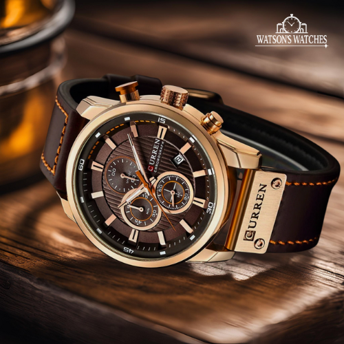 Elegant Quartz Watch with Leather Band