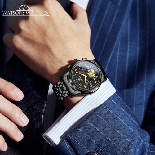 Midnight Skeleton Business Automatic Watch