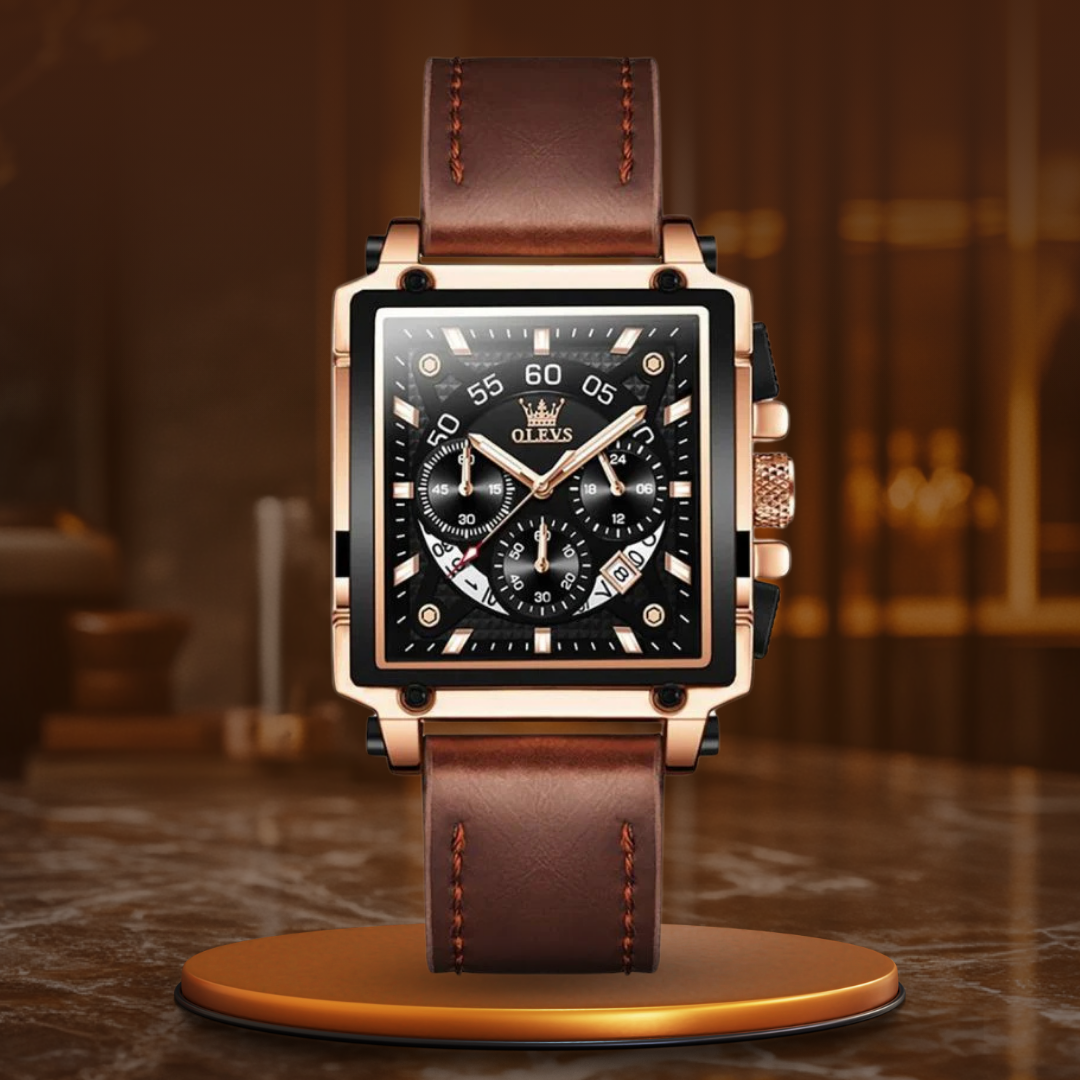 Fashion square dial chronograph watch