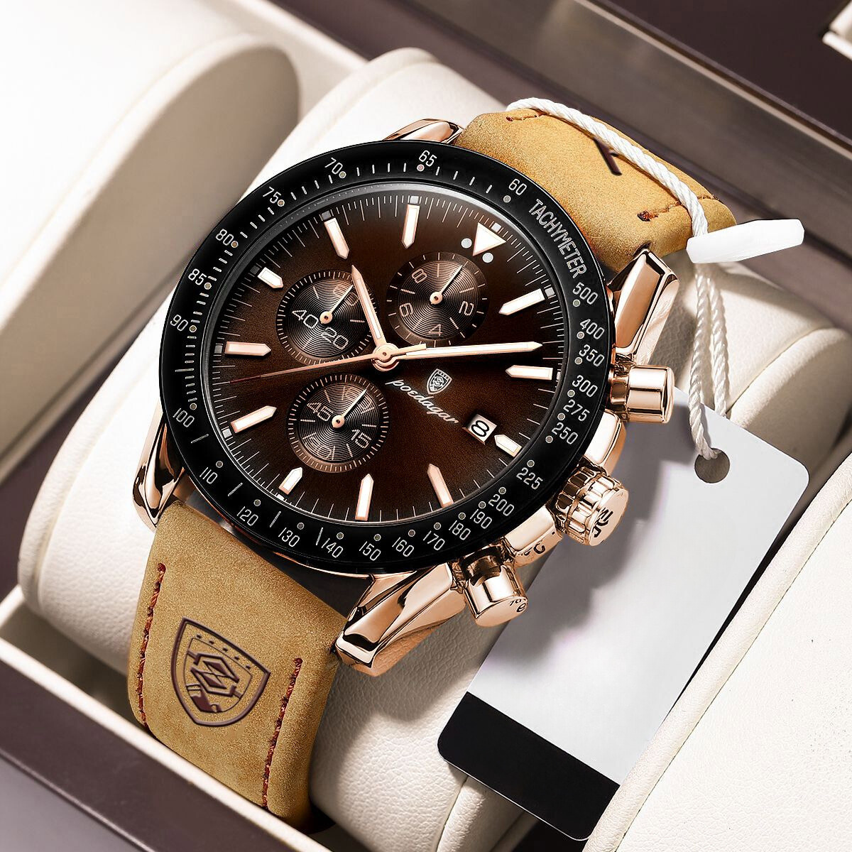 Luminous date chronograph watch