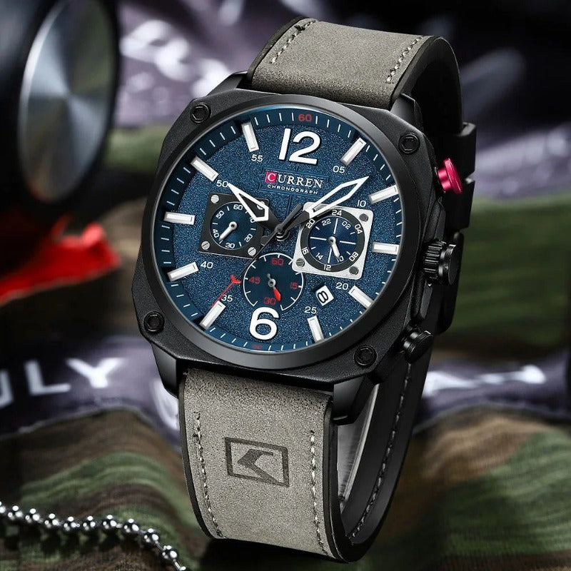 Business leather quartz wristwatch