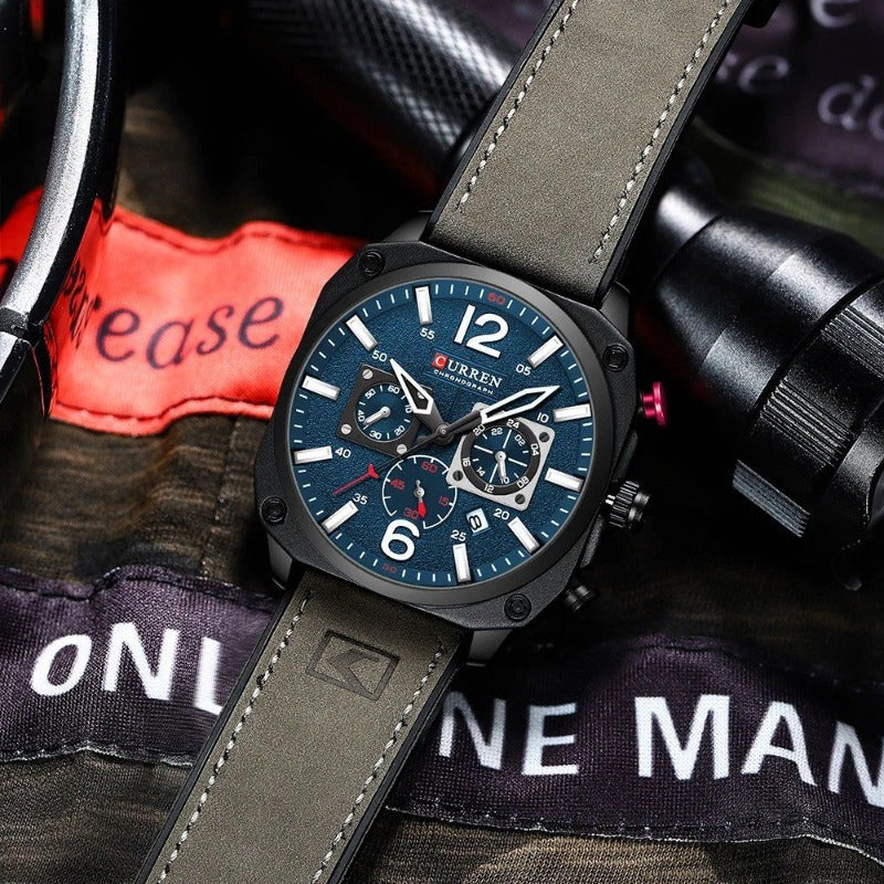 Business leather quartz wristwatch