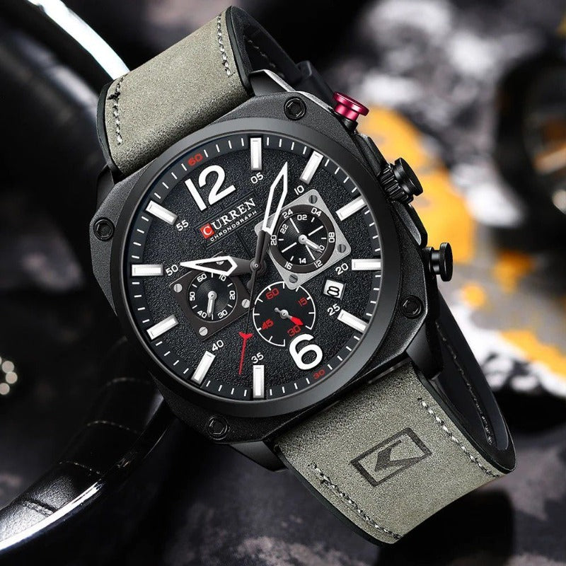 Business leather quartz wristwatch