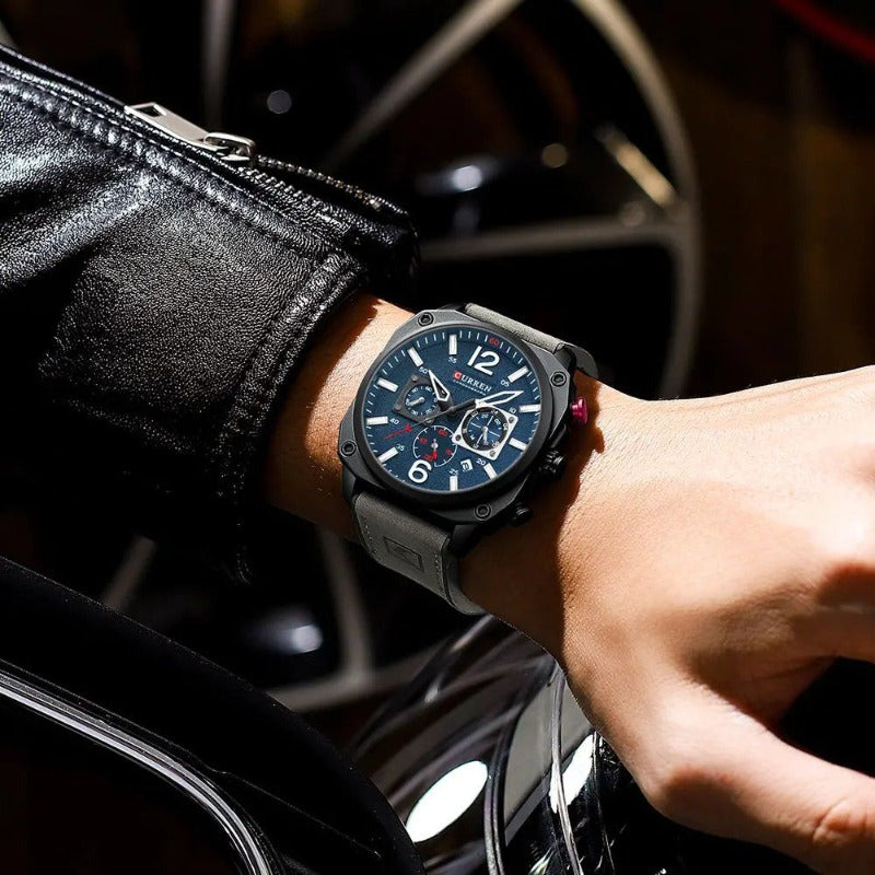 Business leather quartz wristwatch