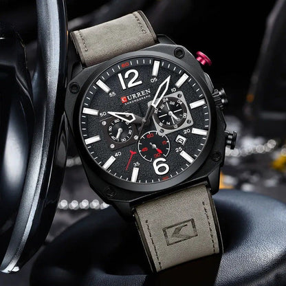 Business leather quartz wristwatch