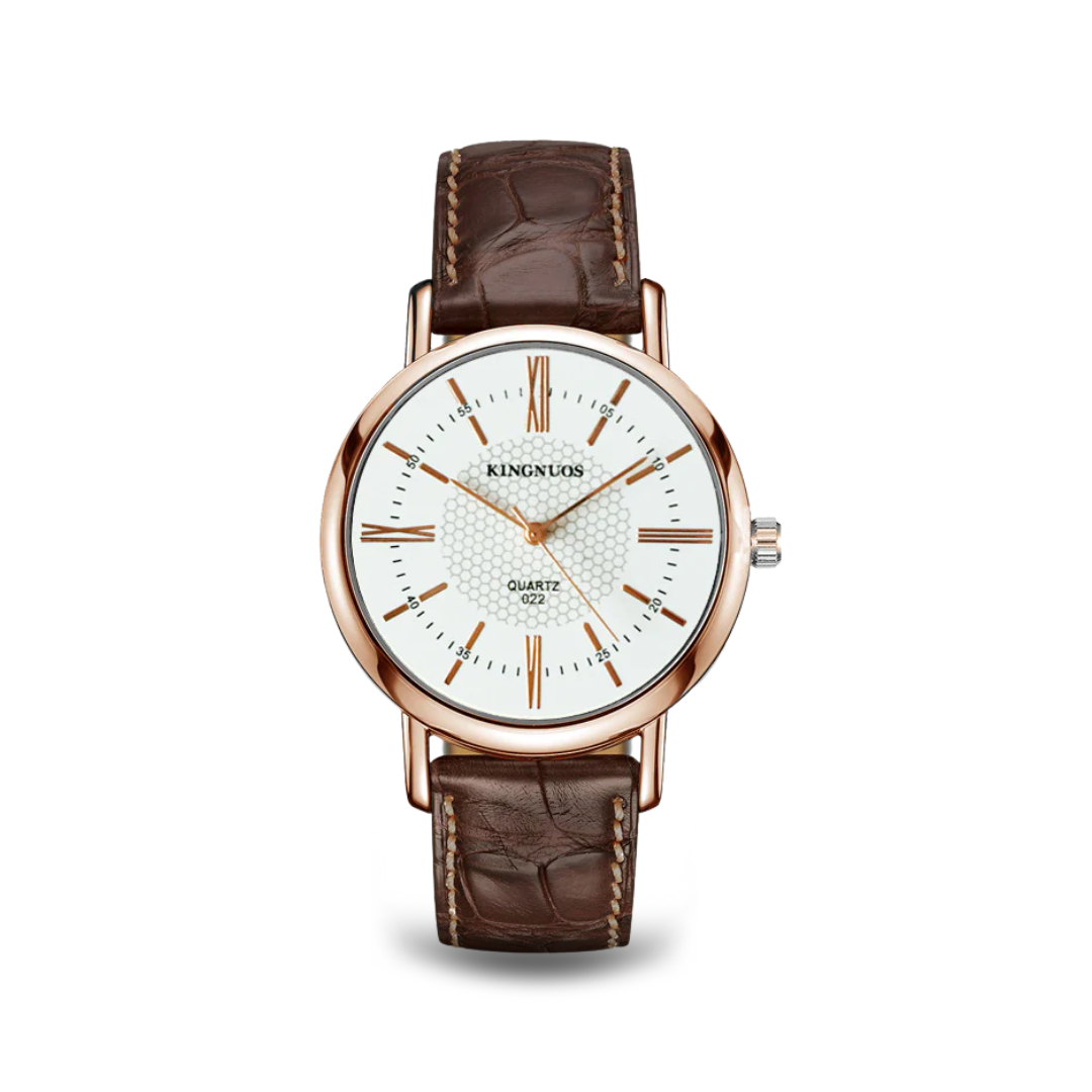 Leather strap quartz watch