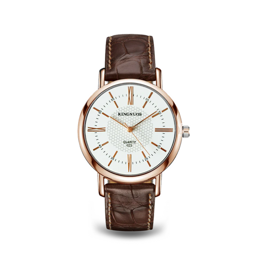Leather strap quartz watch