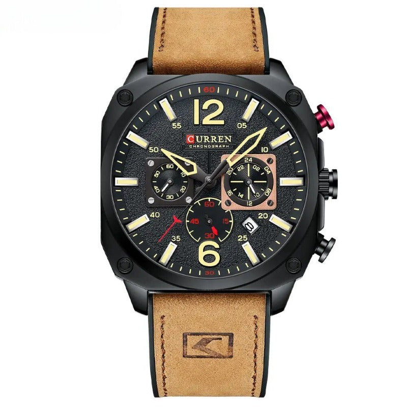 Business leather quartz wristwatch