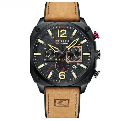 Business leather quartz wristwatch