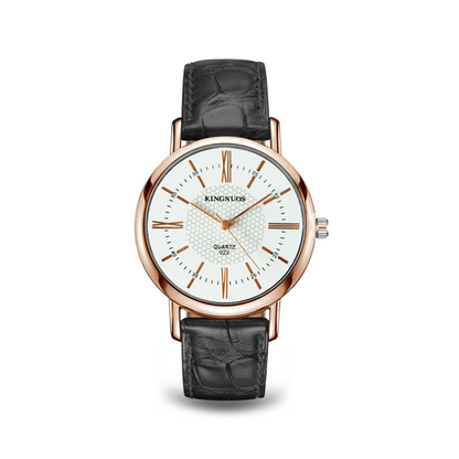 Leather strap quartz watch