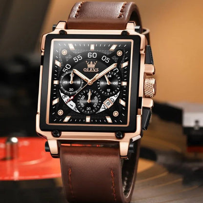Fashion square dial chronograph watch