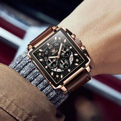 Fashion square dial chronograph watch