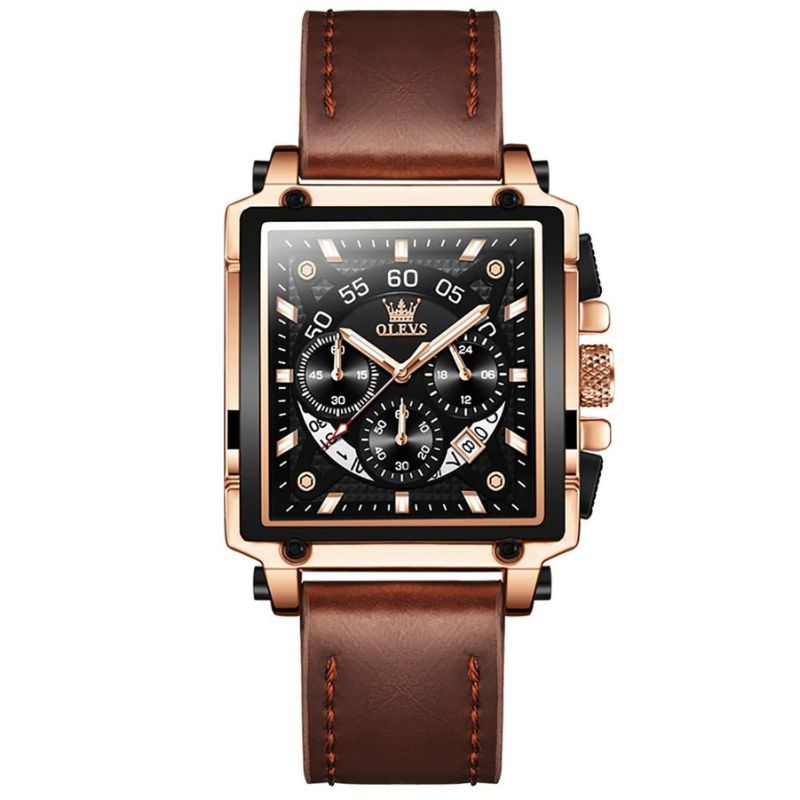 Fashion square dial chronograph watch