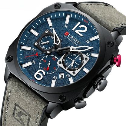 Business leather quartz wristwatch