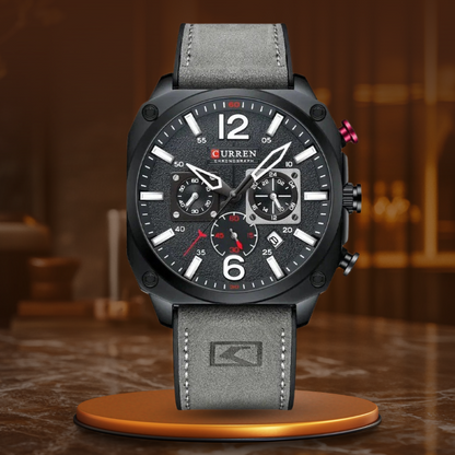 Business leather quartz wristwatch