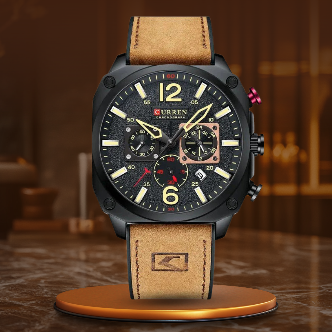 Business leather quartz wristwatch