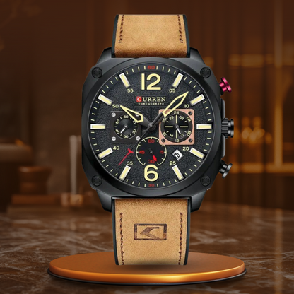Business leather quartz wristwatch