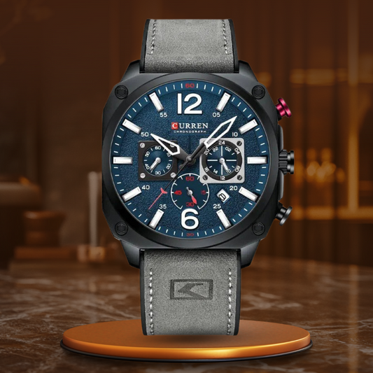 Business leather quartz wristwatch