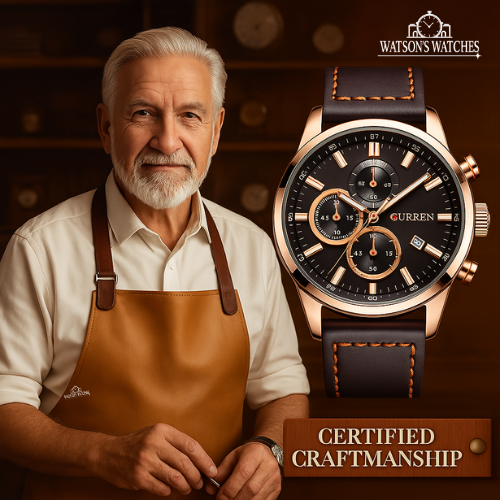 Elegant Quartz Watch with Leather Band