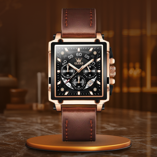 Fashion square dial chronograph watch