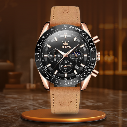 Classic leather quartz watch