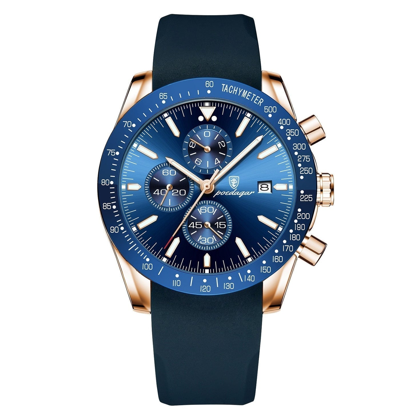 Luminous date chronograph watch